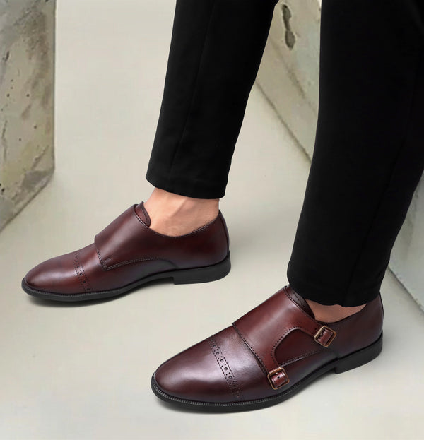 Double Monk Strap Shoes-Brown