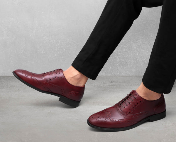 Full Brogue Oxford Shoes - Wine