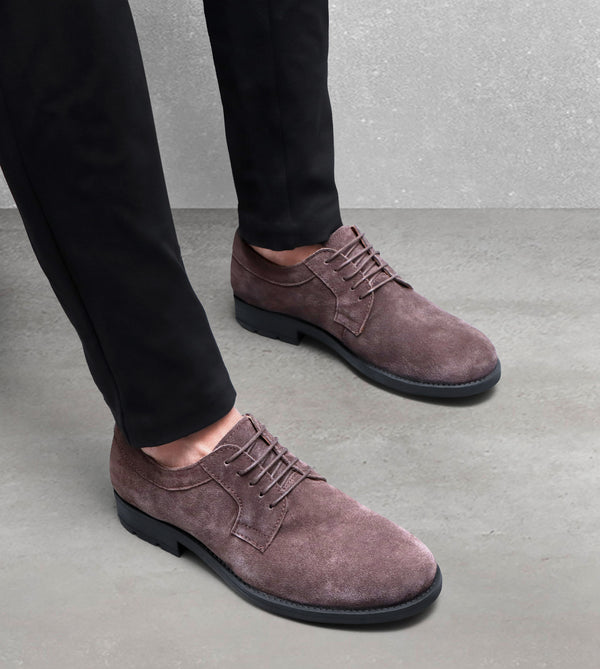 Suede Casual Derby Shoes - Brown