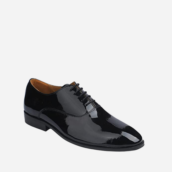 Stylish Full Patent Leather Oxford Shoes - Black
